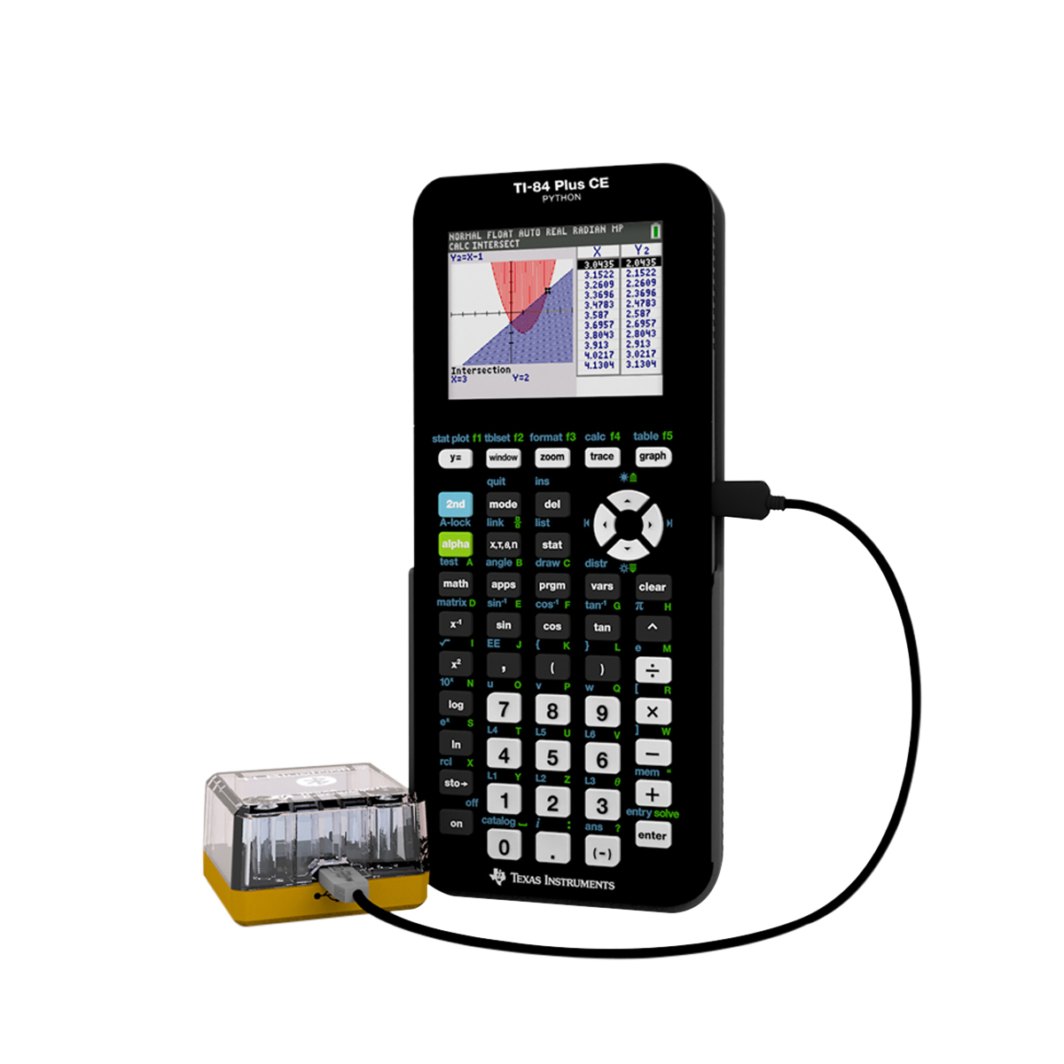 TI-Bluetooth Adapter zur Verbindung mit TI-Grafikrechnern via Kabel, ermöglicht wireless Verbindung von Vernier GDX Sensoren