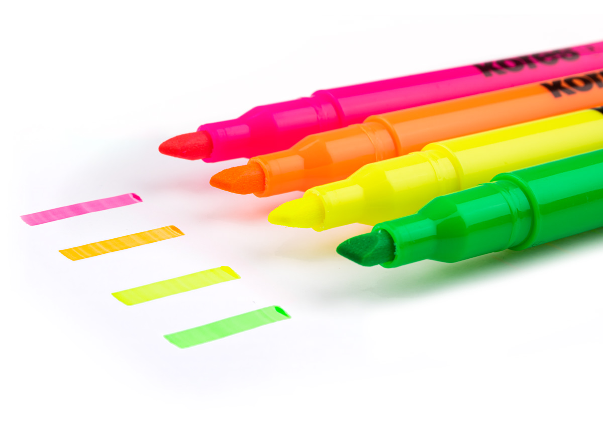 Kores High Liner 4er Textmarker Set mit Keilspitze – Leuchtmarker in Neonfarben für Schule, Büro und Studium