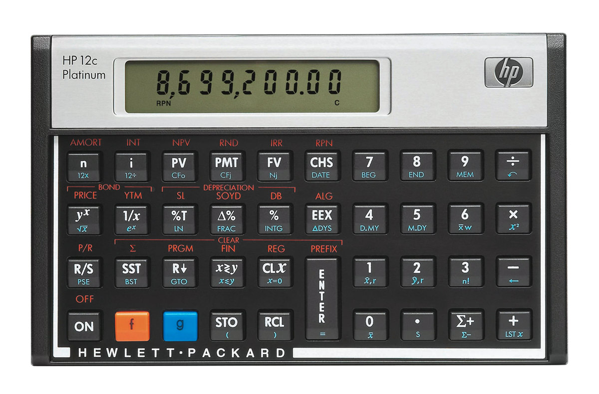 HP 12C Platinum, Finanzrechner für Business & Investment, professioneller Taschenrechner in Schwarz 