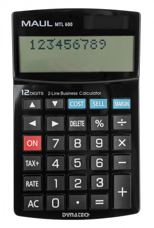 MAUL Tischrechner MTL 600/ 12 stellige LCD-Anzeige / Solar- und Batteriebetrieb / Schwarz