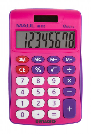 MAUL Tischrechner MJ 450 / 8-stellige LCD-Anzeige  / Pink / Batterie- und Solarbetrieb