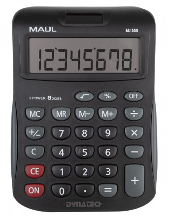 MAUL Tischrechner MJ 550 / 8 stellige LCD-Anzeige / Batterie- und Solarbetrieb / Schwarz