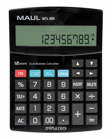 MAUL Tischrechner MTL 800 /12 stellige LCD-Anzeige / Solar- und Batteriebetrieb / Schwarz