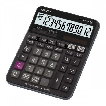 Casio DJ-120 D Plus - anzeigender Tischrechner 12-st. BIG LCD - Solar/Batterie - Check/Correct